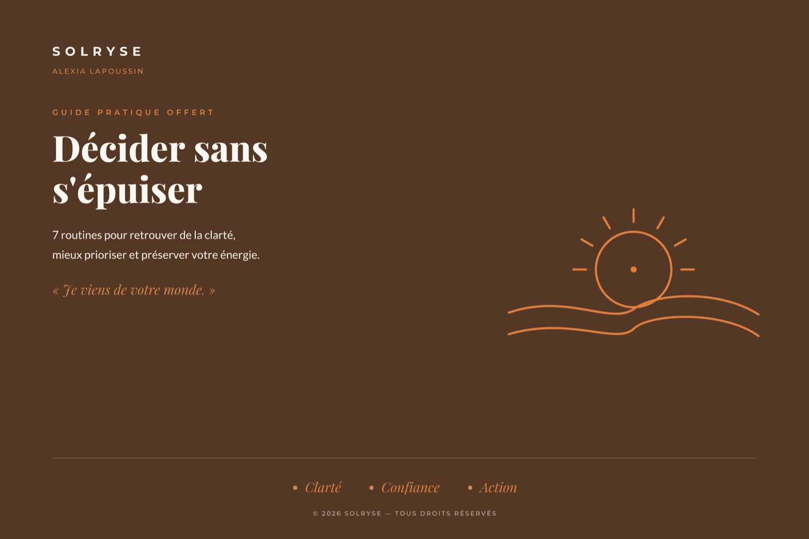 Couverture du guide « Décider sans s'épuiser – 7 routines » par SOLRYSE